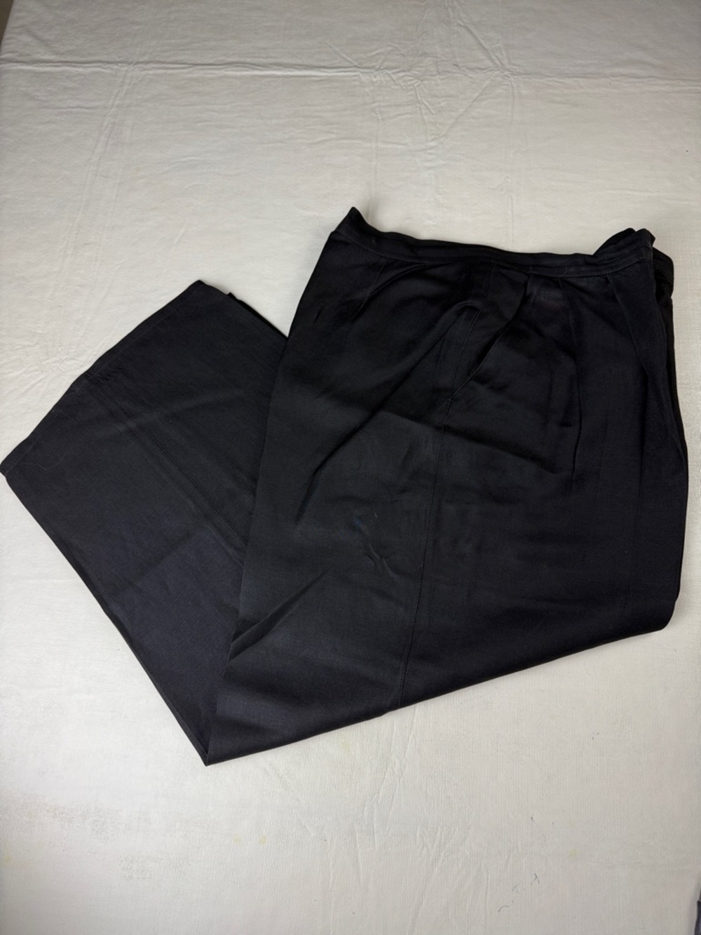 Sonia Rykiel Women's Black Linen-Blend Front Pleat Side Pockets Dress Pants 12P